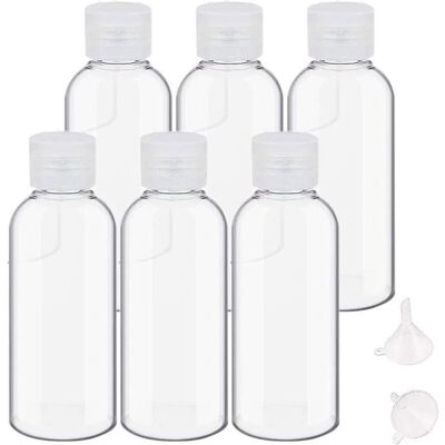 NEVORIA 6 Pièces Flacons Vide de Voyage 100ml Bouteilles Voyage en Plastique vides avec 2 Petits entonnoirs Vides Petit Flacon - Publicité NEVORIA 6 Pièces Flacons Vide de Voyage 100ml Bouteilles Voyage en Plastique vides avec 2 Petits entonnoirs Vides Petit Flacon - Publicité