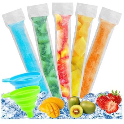 KJEHOME Lot de 200 Moule à Glace Sacs Popsicle DIY Popsicle Pochettes avec 2 Pcs Entonnoir Sans Bpa Popsicle BAC A GLACON BAC A GLACON - Publicité KJEHOME Lot de 200 Moule à Glace Sacs Popsicle DIY Popsicle Pochettes avec 2 Pcs Entonnoir Sans Bpa Popsicle BAC A GLACON BAC A GLACON - Publicité