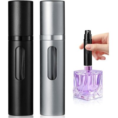 FNINIJEDE 2 vaporisateurs parfum vides en verre de 5 ml mini flacons rechargeables de poche pour déplacements – voyage Label - Publicité FNINIJEDE 2 vaporisateurs parfum vides en verre de 5 ml mini flacons rechargeables de poche pour déplacements – voyage Label - Publicité