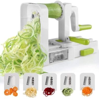 5 lames Coupe-légumes spirale de légumes pliable trancheuse spirale Meilleur courgettes nouilles et légumes Pâtes et Spaghetti - Publicité 5 lames Coupe-légumes spirale de légumes pliable trancheuse spirale Meilleur courgettes nouilles et légumes Pâtes et Spaghetti - Publicité