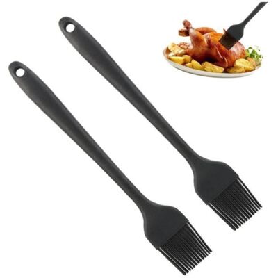 Pinceaux de cuisine - Lot de 2 - Silicone de qualité alimentaire - Résistants à la chaleur - Noir - 21 cm - Publicité Pinceaux de cuisine - Lot de 2 - Silicone de qualité alimentaire - Résistants à la chaleur - Noir - 21 cm - Publicité