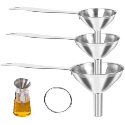 JOYAN 3 Pièces Entonnoir en Inox 3 tailles entonnoir de cuisine pour remplissage de bouteilles transfert de liquides - Publicité JOYAN 3 Pièces Entonnoir en Inox 3 tailles entonnoir de cuisine pour remplissage de bouteilles transfert de liquides - Publicité