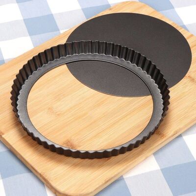LIAIKI Moule a Tarte avec Fond Amovible 30CM Plat à Tarte Moule a Tarte Cannelé Rond pour Quiche Gateau Tartelette Noir - Publicité LIAIKI Moule a Tarte avec Fond Amovible 30CM Plat à Tarte Moule a Tarte Cannelé Rond pour Quiche Gateau Tartelette Noir - Publicité
