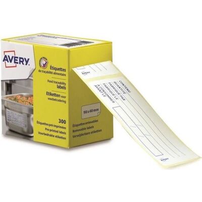 Étiquettes Avery de traçabilité alimentaire - 98x40mm - 300 - Publicité Étiquettes Avery de traçabilité alimentaire - 98x40mm - 300 - Publicité