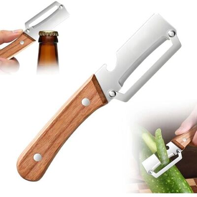 EVIRON Éplucheur de Légumes 2-en-1 avec Manche en Bois–Couteau Éplucheur Multifonction en Acier Inoxydable avec Ouvre-Bouteille(1PCS) - Publicité EVIRON Éplucheur de Légumes 2-en-1 avec Manche en Bois–Couteau Éplucheur Multifonction en Acier Inoxydable avec Ouvre-Bouteille(1PCS) - Publicité