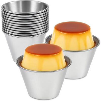 HOLVANE 12 Moules à Flan - Moule à Pudding Olives - Moule Tartelette Pudding Portugais Pasteis de Nata Inox - Acier Inoxydable Ø 8 cm Gris - Publicité HOLVANE 12 Moules à Flan - Moule à Pudding Olives - Moule Tartelette Pudding Portugais Pasteis de Nata Inox - Acier Inoxydable Ø 8 cm Gris - Publicité
