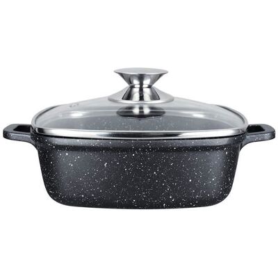 KAMBERG 0008101 – Cuisinière carrée 24cm – Alliage d'aluminium – Revêtement aspect pierre – Couvercle en verre – Pour tous feux, aussi induction - Publicité KAMBERG 0008101 – Cuisinière carrée 24cm – Alliage d'aluminium – Revêtement aspect pierre – Couvercle en verre – Pour tous feux, aussi induction - Publicité