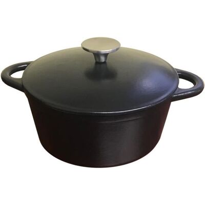 BAUMALU 336407 Cocotte en fonte ronde - 26cm - Noir mat - Ustensiles de cuisine - Publicité BAUMALU 336407 Cocotte en fonte ronde - 26cm - Noir mat - Ustensiles de cuisine - Publicité