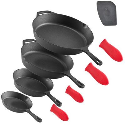 Poêle en Fonte 4PCs 15 5/20 5/26/30 5 cm-VEVOR-Poignée en Silicone Résistante à la Chaleur-Sauteuse-Ustensiles de Cuisine - Publicité Poêle en Fonte 4PCs 15 5/20 5/26/30 5 cm-VEVOR-Poignée en Silicone Résistante à la Chaleur-Sauteuse-Ustensiles de Cuisine - Publicité