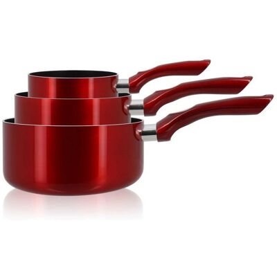 MENASTYL Set 3 casseroles cerise aluminium compatible induction 14/16 et 18cm Rouge - Publicité MENASTYL Set 3 casseroles cerise aluminium compatible induction 14/16 et 18cm Rouge - Publicité