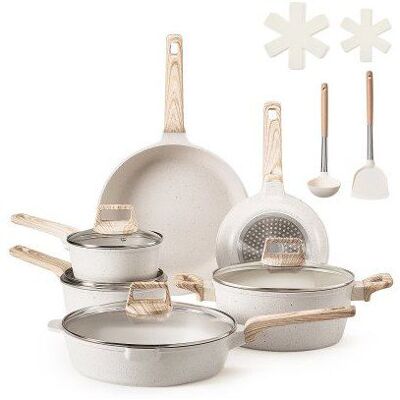 VEVOR Batterie de cuisine 17 pcs ensemble de casseroles et poêles à induction avec revêtement anti-adhésif en granit couvercles en - Publicité VEVOR Batterie de cuisine 17 pcs ensemble de casseroles et poêles à induction avec revêtement anti-adhésif en granit couvercles en - Publicité