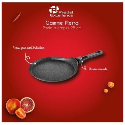 Poêle à crêpe - PRADEL EXCELLENCE - PIERRA - Aluminium forgé - Revêtement façon pierre - Tous feux dont induction Noir - Publicité Poêle à crêpe - PRADEL EXCELLENCE - PIERRA - Aluminium forgé - Revêtement façon pierre - Tous feux dont induction Noir - Publicité