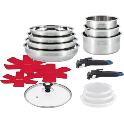 Batterie de cuisine - AM3237 - Tous feux dont induction - ARTHUR MARTIN - Sans PFOA/PFAS - Acier inoxydable 18/10 - 16 pièces Gris - Publicité Batterie de cuisine - AM3237 - Tous feux dont induction - ARTHUR MARTIN - Sans PFOA/PFAS - Acier inoxydable 18/10 - 16 pièces Gris - Publicité