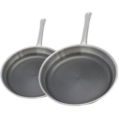 Set de 2 poêles à induction - ELO - Relief Solutions - Inox 18/10 ELODUR® Select antiadhésives – Ø 24 et 28 cm Gris - Publicité Set de 2 poêles à induction - ELO - Relief Solutions - Inox 18/10 ELODUR® Select antiadhésives – Ø 24 et 28 cm Gris - Publicité