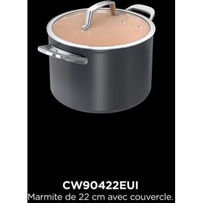 Marmite en céramique - Ninja - ExtendedLife CW90422EUI - 22 cm avec couvercle - Sans PFAS ni PFOA - Garantie 5 ans - Publicité Marmite en céramique - Ninja - ExtendedLife CW90422EUI - 22 cm avec couvercle - Sans PFAS ni PFOA - Garantie 5 ans - Publicité