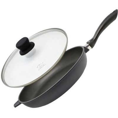 Poêle à frire 32 cm avec couvercle en verre sans PFAS Elo Alucast Noir - Publicité Poêle à frire 32 cm avec couvercle en verre sans PFAS Elo Alucast Noir - Publicité