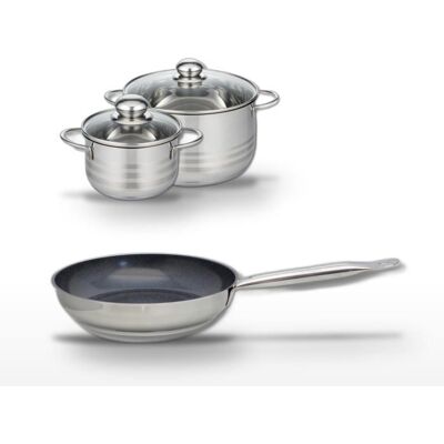 Lot Poêle 28cm & 2 Faitouts 16/24cm Elo Profi Therm Platinum Gris - Publicité Lot Poêle 28cm & 2 Faitouts 16/24cm Elo Profi Therm Platinum Gris - Publicité