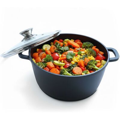 Relaxdays Cocotte couvercle en verre antiadhésive pour induction H x D : 15 x 32 cm aluminium moulé noire - Publicité Relaxdays Cocotte couvercle en verre antiadhésive pour induction H x D : 15 x 32 cm aluminium moulé noire - Publicité