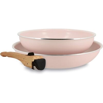 Batterie de cuisine - MENASTYL - Colorama - Aluminium - 2 poêles + 1 poigné- Coloris rose Rose - Publicité Batterie de cuisine - MENASTYL - Colorama - Aluminium - 2 poêles + 1 poigné- Coloris rose Rose - Publicité