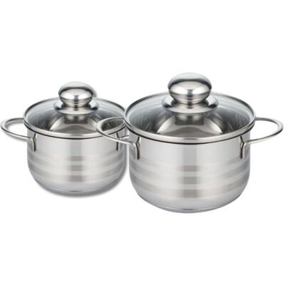 Lot de 2 faitouts - FACKELMANN - Elo Brillant - Acier inoxydable - Sans PFAS - 12 et 14 cm Gris - Publicité Lot de 2 faitouts - FACKELMANN - Elo Brillant - Acier inoxydable - Sans PFAS - 12 et 14 cm Gris - Publicité
