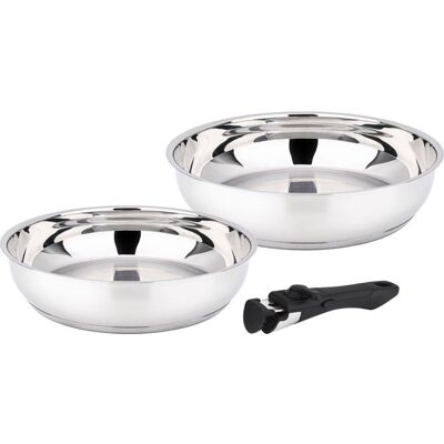 Poêles - BAUMALU - Comète - Set 2 pièces - 24 et 28 cm - Manche amovible Gris - Publicité Poêles - BAUMALU - Comète - Set 2 pièces - 24 et 28 cm - Manche amovible Gris - Publicité