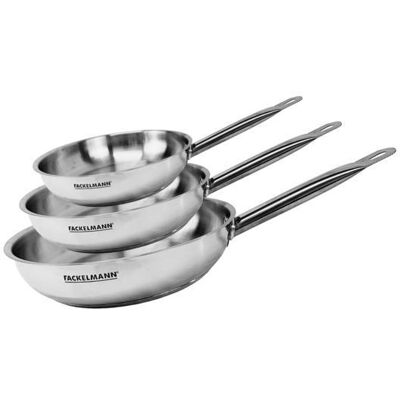 Set de 3 poêles à induction - 20 24 et 28 cm - FACKELMANN Eterna - Acier inoxydable Gris - Publicité Set de 3 poêles à induction - 20 24 et 28 cm - FACKELMANN Eterna - Acier inoxydable Gris - Publicité