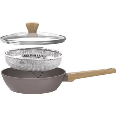 Sauteuse - Tous feux dont induction - ARTHUR MARTIN - AM9910 - Revêtement céramique - Ø 28 cm - Couvercle et panier inox - Taupe Gris - Publicité Sauteuse - Tous feux dont induction - ARTHUR MARTIN - AM9910 - Revêtement céramique - Ø 28 cm - Couvercle et panier inox - Taupe Gris - Publicité
