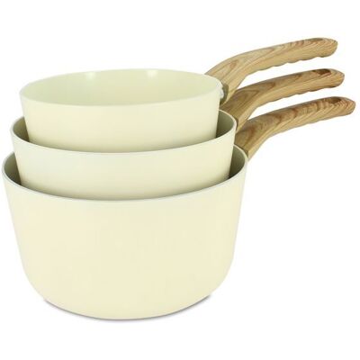 MENASTYL Set de 3 casseroles colorama crÈme- casserole 16/18 et 20 cm - en aluminium - revÊtement antiadhÉsif en cÉramique Beige - Publicité MENASTYL Set de 3 casseroles colorama crÈme- casserole 16/18 et 20 cm - en aluminium - revÊtement antiadhÉsif en cÉramique Beige - Publicité