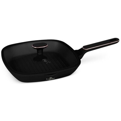 Poêle à griller avec surface en titane et couvercle 28 cm Collection Black Rose - BERLINGERHAUS Rose - Publicité Poêle à griller avec surface en titane et couvercle 28 cm Collection Black Rose - BERLINGERHAUS Rose - Publicité
