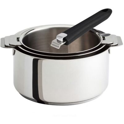 CRISTEL Ensemble de Cuisine en Acier Inoxydable - 3 Casseroles à Poignées Amovibles - 16-20cm - Publicité CRISTEL Ensemble de Cuisine en Acier Inoxydable - 3 Casseroles à Poignées Amovibles - 16-20cm - Publicité
