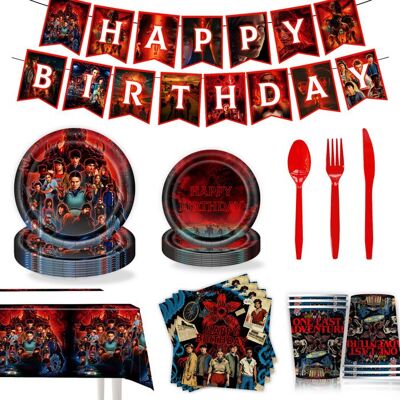 Decoration anniversaire 2026 JZSH 9 pieces assiettes 7 9 pouces serviettes gobelets guirlande nappe couverts Rouge - Publicité Decoration anniversaire 2026 JZSH 9 pieces assiettes 7 9 pouces serviettes gobelets guirlande nappe couverts Rouge - Publicité