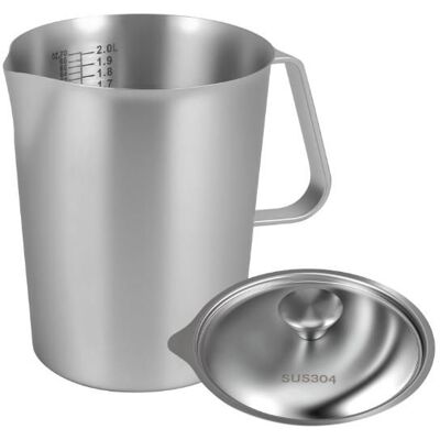 Pichet à lait 2 l en acier inoxydable - Verre doseur avec couvercle - Pratique - Pour café au lait cappuccino jus smoothie - Publicité Pichet à lait 2 l en acier inoxydable - Verre doseur avec couvercle - Pratique - Pour café au lait cappuccino jus smoothie - Publicité