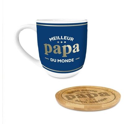 COFFRET TASSE BLEUE DESSOUS BOIS PAUSE PAPA Bleu - Publicité COFFRET TASSE BLEUE DESSOUS BOIS PAUSE PAPA Bleu - Publicité