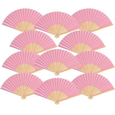 Eventail - Mariage - 12pcs - Pliant - Rose - Bambou et Papier - 37x21 cm Rose - Publicité Eventail - Mariage - 12pcs - Pliant - Rose - Bambou et Papier - 37x21 cm Rose - Publicité