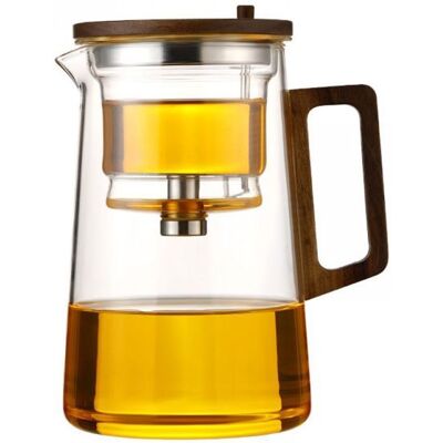 ZEAICOS Théière Verre avec Infuseur et Manche Bois Séparation Eau/Thé Design Artisanal Transparente Pratique pour Infusion Label Jaune - Publicité ZEAICOS Théière Verre avec Infuseur et Manche Bois Séparation Eau/Thé Design Artisanal Transparente Pratique pour Infusion Label Jaune - Publicité