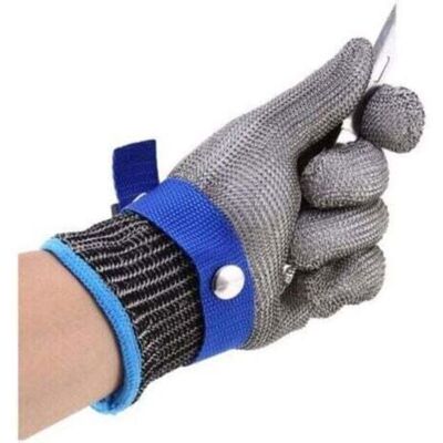 Gant de boucher en cotte de maille - SHI - Acier inoxydable - Résistant aux coupures niveau 5 - Bleu - Taille XL - 26 cm Gris - Publicité Gant de boucher en cotte de maille - SHI - Acier inoxydable - Résistant aux coupures niveau 5 - Bleu - Taille XL - 26 cm Gris - Publicité