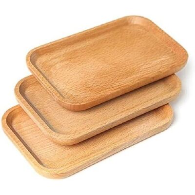 NOBRAND 3 pièces Plateau en bois de hêtre plateau de petit-déjeuner en bois assiette de service rectangulaire élégante 20*13*1.5 cm Marron - Publicité NOBRAND 3 pièces Plateau en bois de hêtre plateau de petit-déjeuner en bois assiette de service rectangulaire élégante 20*13*1.5 cm Marron - Publicité