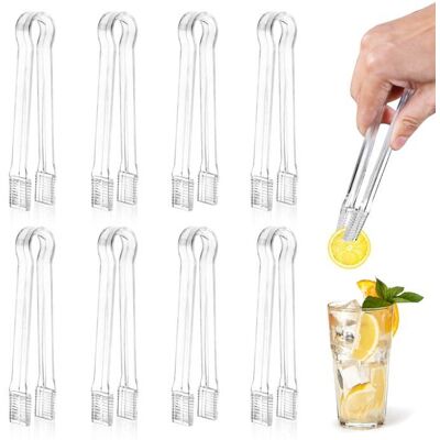S'AGRANDIR 8 pinces à couverts en plastique pinces transparentes jetables de 16 cm petites pinces à couverts de cuisine traiteur glaçons - Publicité S'AGRANDIR 8 pinces à couverts en plastique pinces transparentes jetables de 16 cm petites pinces à couverts de cuisine traiteur glaçons - Publicité