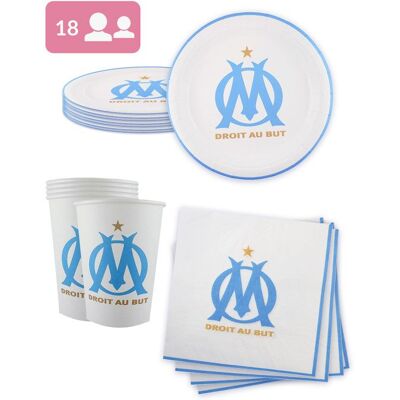BCI Vaisselle jetable - Kit anniversaire 18 personnes OM Bleu - Publicité BCI Vaisselle jetable - Kit anniversaire 18 personnes OM Bleu - Publicité