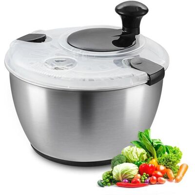 ZENTRONIS Essoreuse à Salade avec Bol en Acier Inoxydable 18/10 de 45 l et mécanisme à manivelle Passe au Lave-Vaisselle Noir - Publicité ZENTRONIS Essoreuse à Salade avec Bol en Acier Inoxydable 18/10 de 45 l et mécanisme à manivelle Passe au Lave-Vaisselle Noir - Publicité