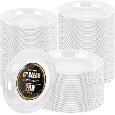 Lot de 200 assiettes à dessert en plastique transparent de 15 cm assiettes rondes jetables transparentes petites assiettes en Blanc - Publicité Lot de 200 assiettes à dessert en plastique transparent de 15 cm assiettes rondes jetables transparentes petites assiettes en Blanc - Publicité