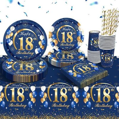 WOOPSO Vaisselle de fête - Assiette jetable - Nappe anniversaire 18 ans - Bleu Bleu - Publicité WOOPSO Vaisselle de fête - Assiette jetable - Nappe anniversaire 18 ans - Bleu Bleu - Publicité