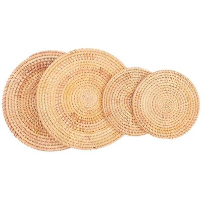 SODIAL Paquet de 4 Sous-Verres en Rotin Tissé à la Main Dessous de Plat Tissé pour Table pour Plats Chauds Assiettes Tasse Support de - Publicité SODIAL Paquet de 4 Sous-Verres en Rotin Tissé à la Main Dessous de Plat Tissé pour Table pour Plats Chauds Assiettes Tasse Support de - Publicité