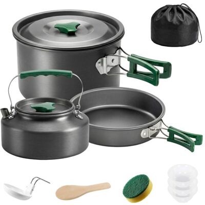 Kit de casseroles camping - Outsunny - 11 pcs avec sac de rangement et poignées anti-brûlures - aluminium - Ø19x10cm - gris Gris - Publicité Kit de casseroles camping - Outsunny - 11 pcs avec sac de rangement et poignées anti-brûlures - aluminium - Ø19x10cm - gris Gris - Publicité