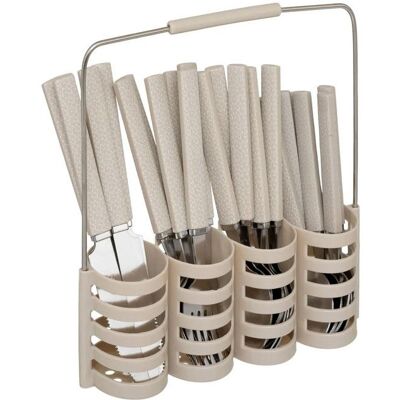SECRET DE GOURMET Ménagère 24 Pièces Avec Rack Géo 24cm Beige Beige - Publicité SECRET DE GOURMET Ménagère 24 Pièces Avec Rack Géo 24cm Beige Beige - Publicité