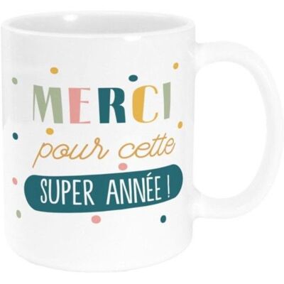 MUG CÉRAMIQUE MERCI SUPER ANNÉE 240ML BLANC Blanc - Publicité MUG CÉRAMIQUE MERCI SUPER ANNÉE 240ML BLANC Blanc - Publicité