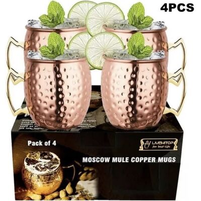 Lot de 4 verres à cocktail Moscow Mule denviron 500 ml verres à cocktail en cuivre Moscow Mule boisson froide - Publicité Lot de 4 verres à cocktail Moscow Mule denviron 500 ml verres à cocktail en cuivre Moscow Mule boisson froide - Publicité