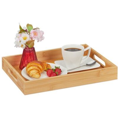 TENZHVXI 1 plateau en bambou 55x40x30 cm tablette de service avec poignées et bord surélevé pour petit-déjeuner au lit ou apéro . Publicité TENZHVXI 1 plateau en bambou 55x40x30 cm tablette de service avec poignées et bord surélevé pour petit-déjeuner au lit ou apéro . Publicité