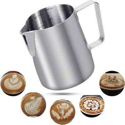 AYXHY 350ml Pot à Lait 304 Acier Inoxydable Pichet à Lait Gravure Gradué à Lintérieur pour Faire Mousse Le Laitdes Capuccinosdes Jus o - Publicité AYXHY 350ml Pot à Lait 304 Acier Inoxydable Pichet à Lait Gravure Gradué à Lintérieur pour Faire Mousse Le Laitdes Capuccinosdes Jus o - Publicité