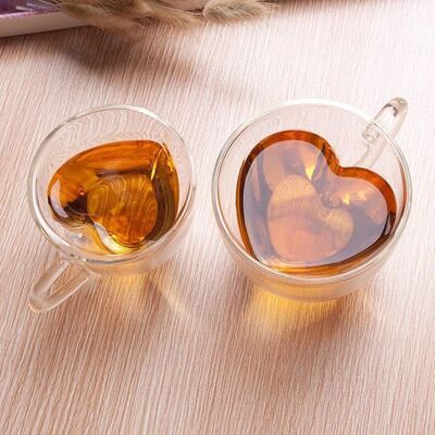 PEYSAITR Tasses à café en verre à double paroitasse en forme de cœurisolée en borosilicatepour cafécrème glacée180ML Label Orange - Publicité PEYSAITR Tasses à café en verre à double paroitasse en forme de cœurisolée en borosilicatepour cafécrème glacée180ML Label Orange - Publicité